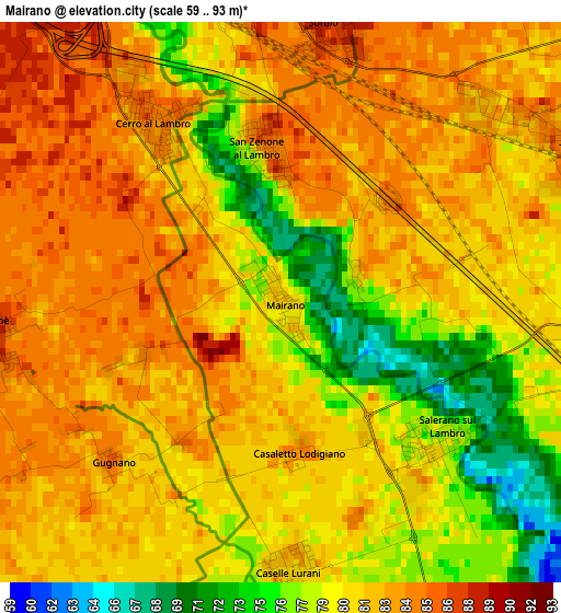 Mairano elevation map