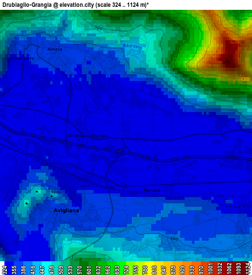 Drubiaglio-Grangia elevation map