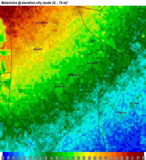 Malavicina elevation map