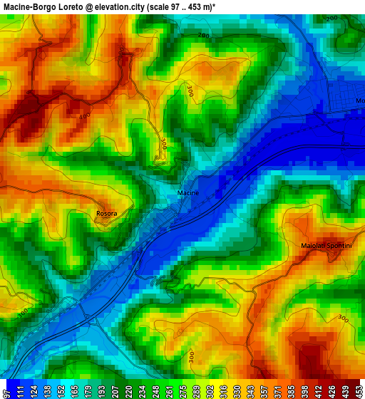 Macine-Borgo Loreto elevation map