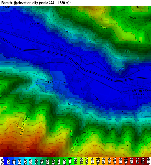 Baratte elevation map