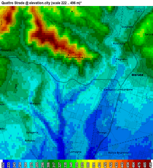 Quattro Strade elevation map