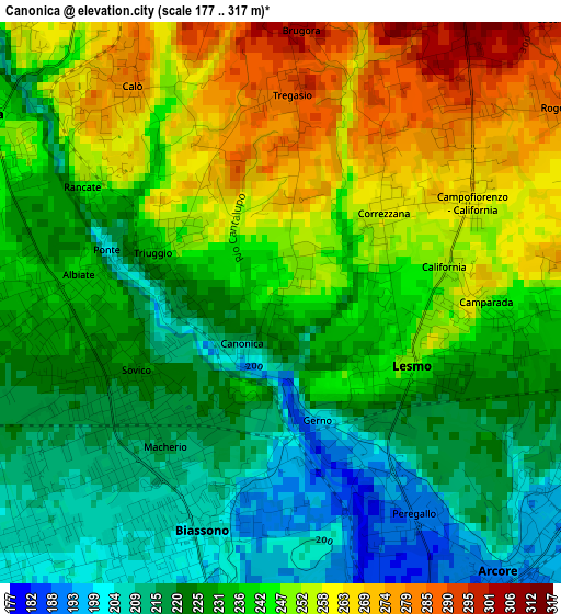 Canonica elevation map