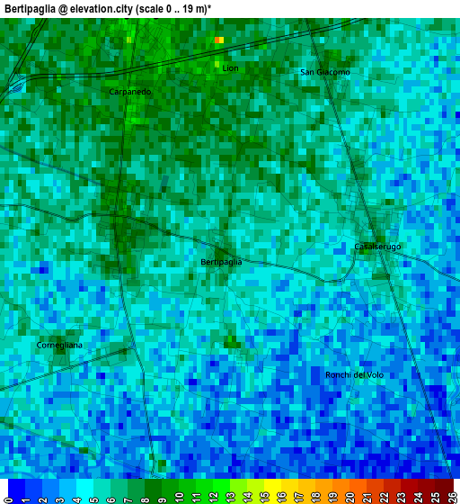 Bertipaglia elevation map