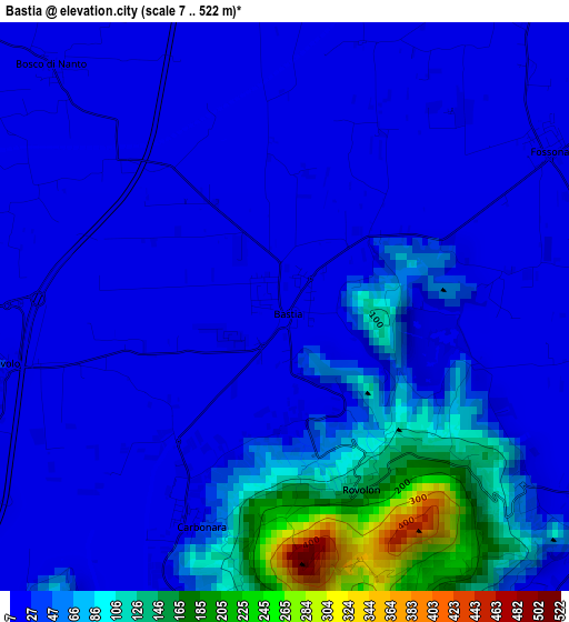 Bastia elevation map