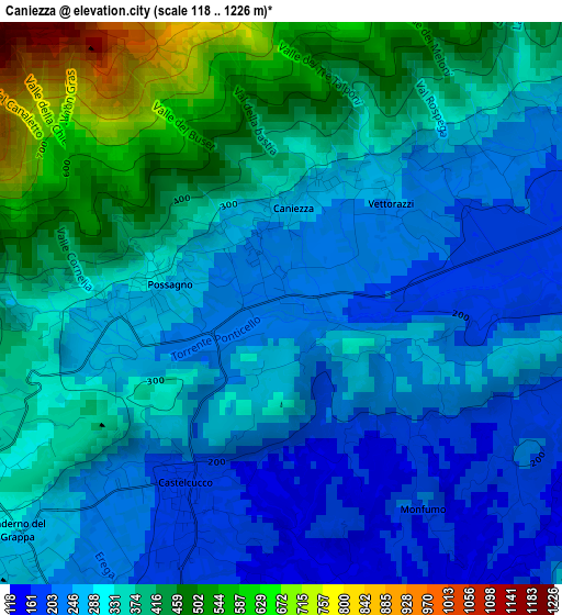 Caniezza elevation map