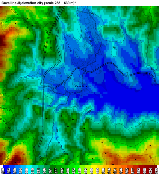 Cavallina elevation map