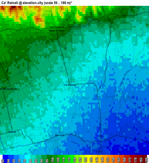 Ca' Rainati elevation map