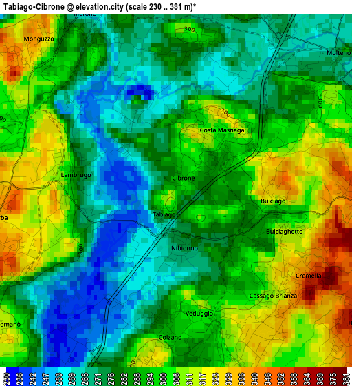 Tabiago-Cibrone elevation map