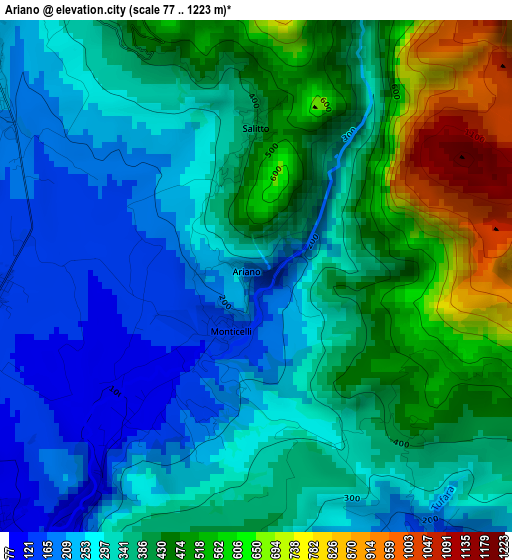 Ariano elevation map