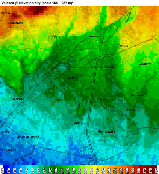 Velasca elevation map