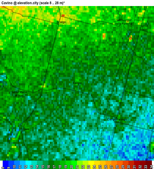 Cavino elevation map