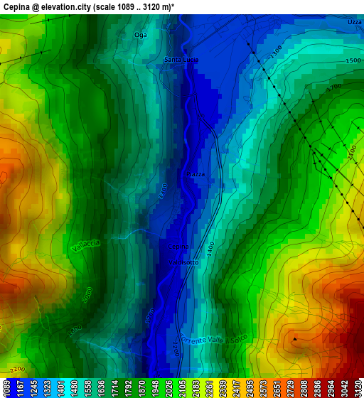 Cepina elevation map