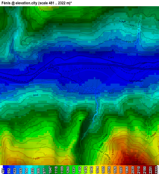 Fénis elevation map