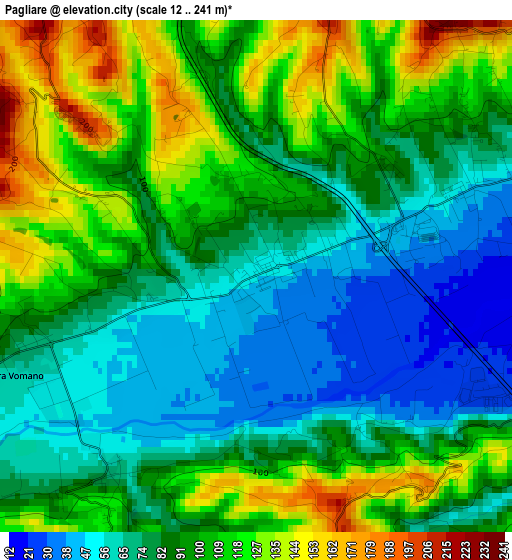 Pagliare elevation map