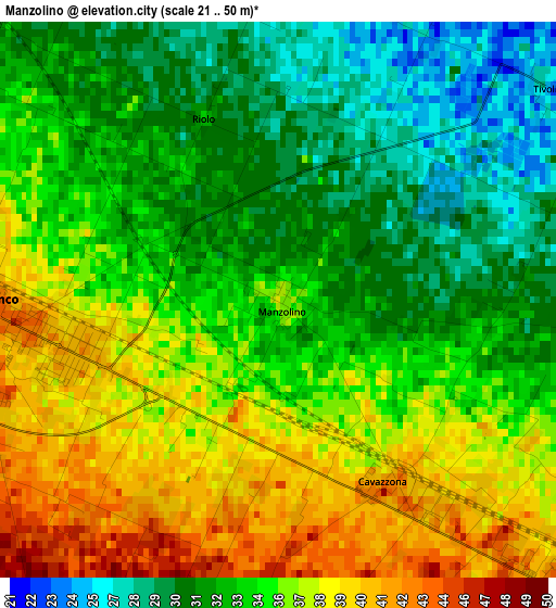 Manzolino elevation map