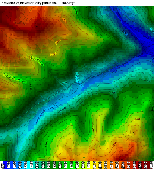 Fraviano elevation map