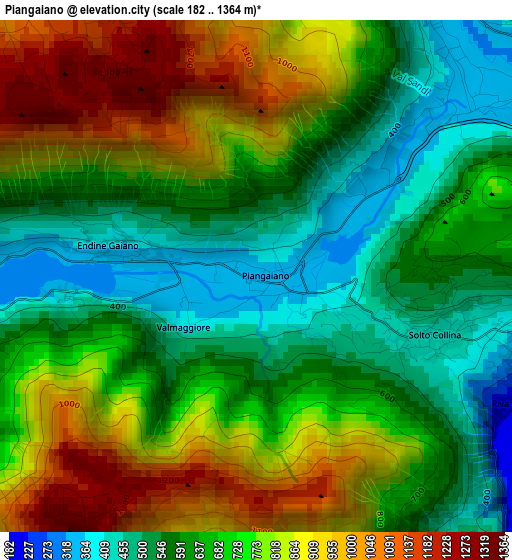 Piangaiano elevation map