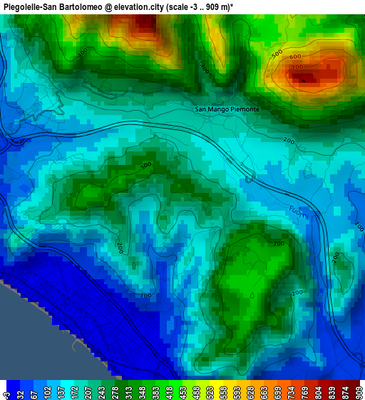 Piegolelle-San Bartolomeo elevation map