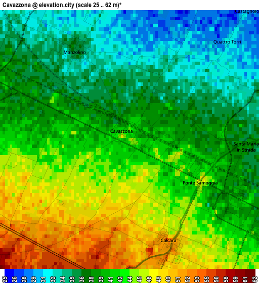 Cavazzona elevation map