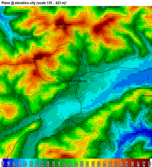 Piane elevation map