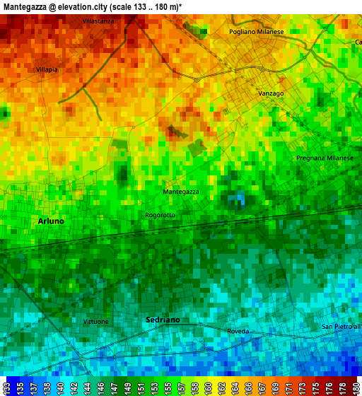 Mantegazza elevation map