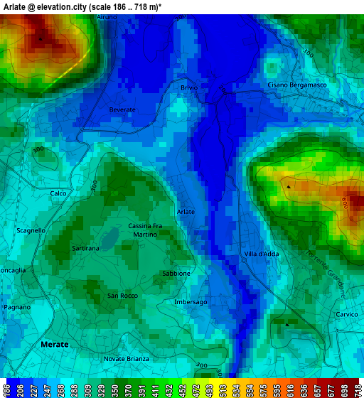 Arlate elevation map