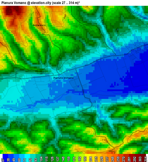 Pianura Vomano elevation map