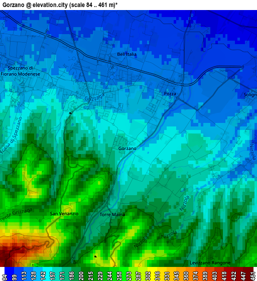 Gorzano elevation map