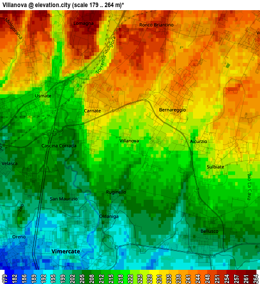 Villanova elevation map