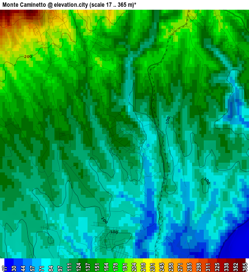 Monte Caminetto elevation map