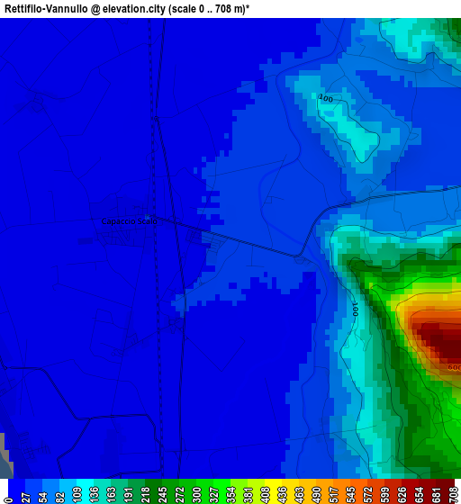 Rettifilo-Vannullo elevation map