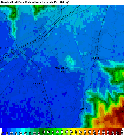 Monticello di Fara elevation map