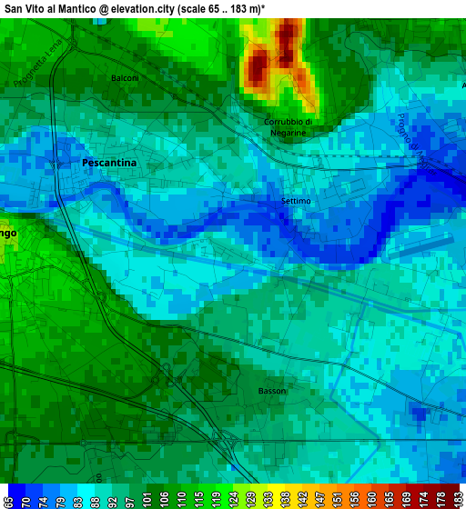 San Vito al Mantico elevation map