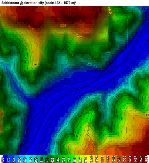 Sabbionara elevation map