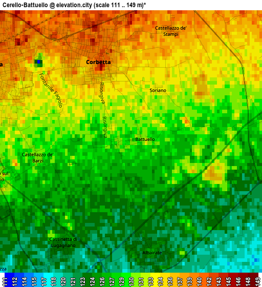 Cerello-Battuello elevation map