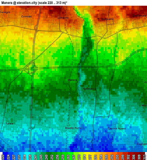 Manera elevation map