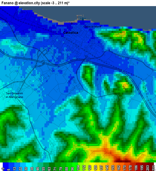 Fanano elevation map