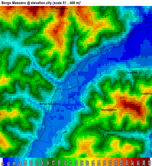 Borgo Massano elevation map