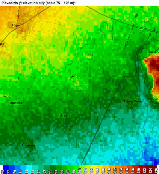 Pievedizio elevation map