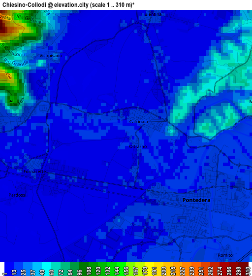 Chiesino-Collodi elevation map