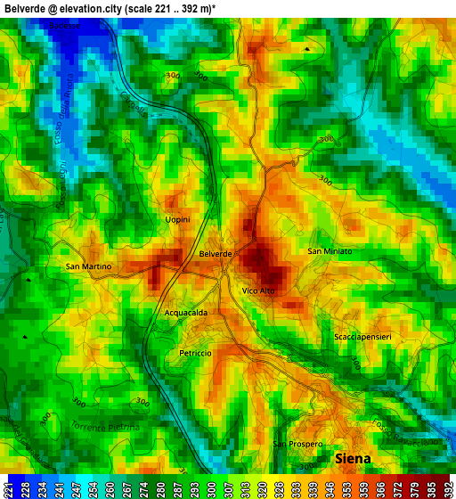 Belverde elevation map