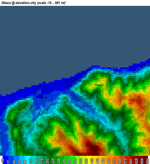 Gliaca elevation map