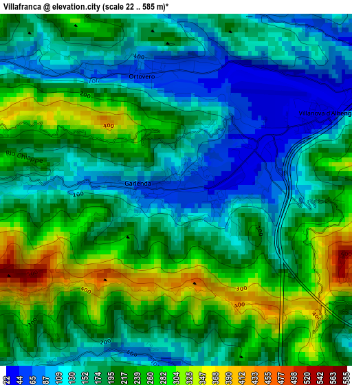 Villafranca elevation map