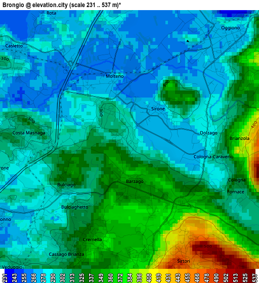 Brongio elevation map