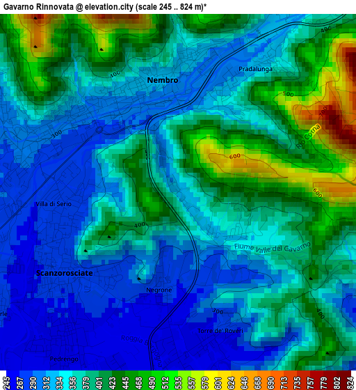 Gavarno Rinnovata elevation map