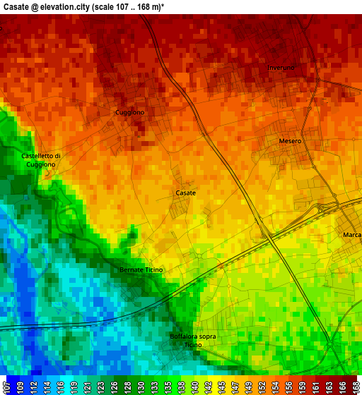 Casate elevation map