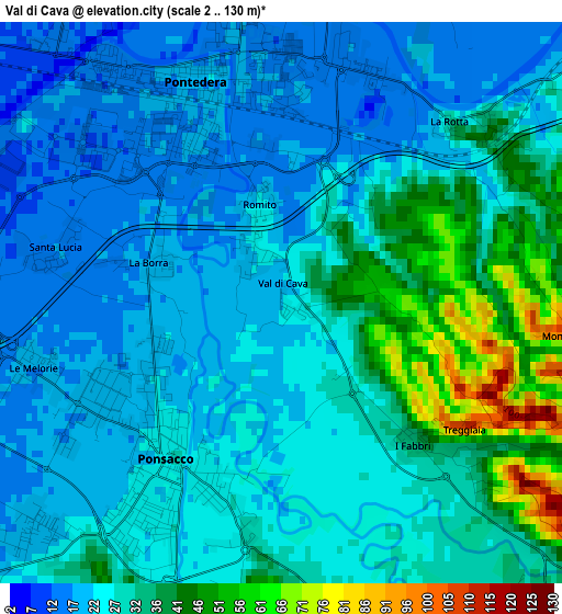 Val di Cava elevation map