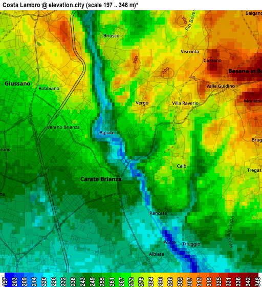 Costa Lambro elevation map