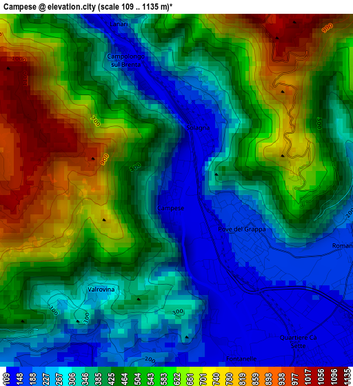 Campese elevation map